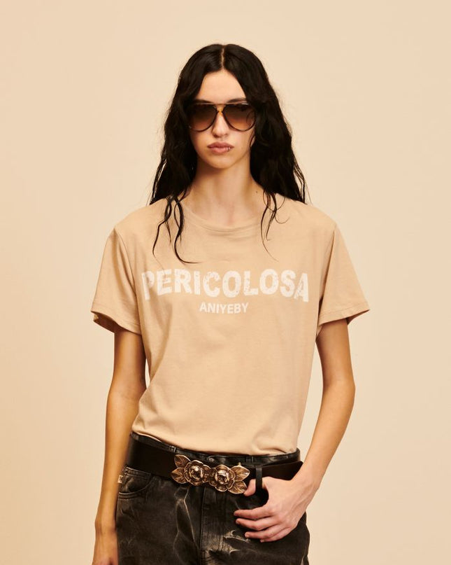 T-shirt beige PERICOLOSA - Aniye By