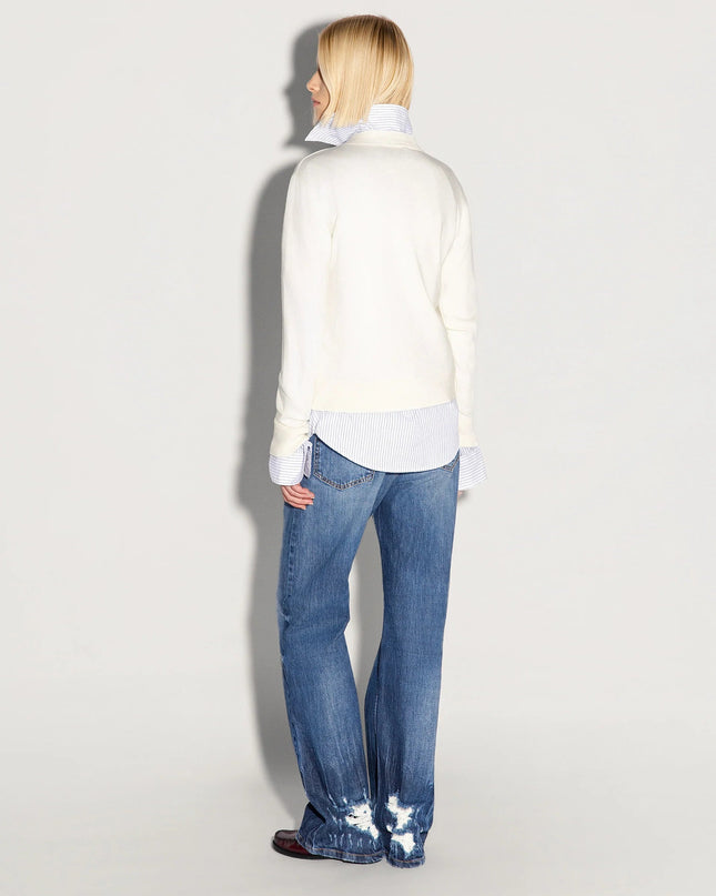 Pullover panna scollo a V - Akep