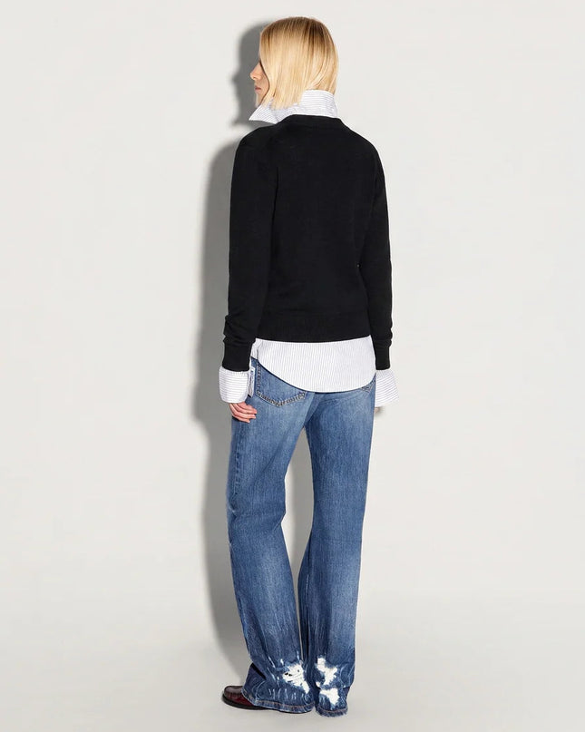 Pullover nero scollo a V - Akep