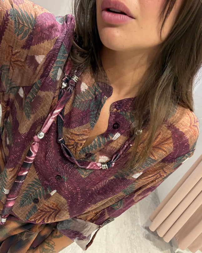 Camicia palme prugna NOMAD - Haveone