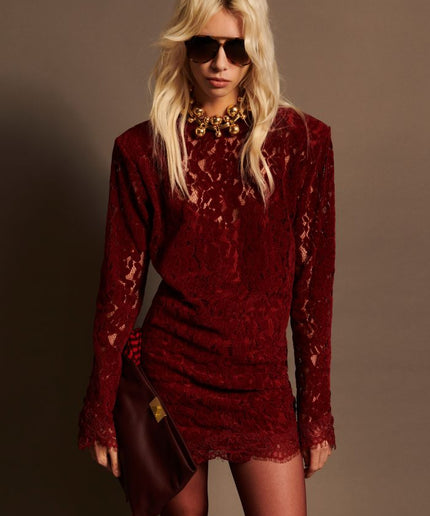 Abito corto in pizzo con spalline - Aniye By