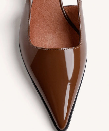 Slingback tacco kitten vernice cuoio - Gioseppo
