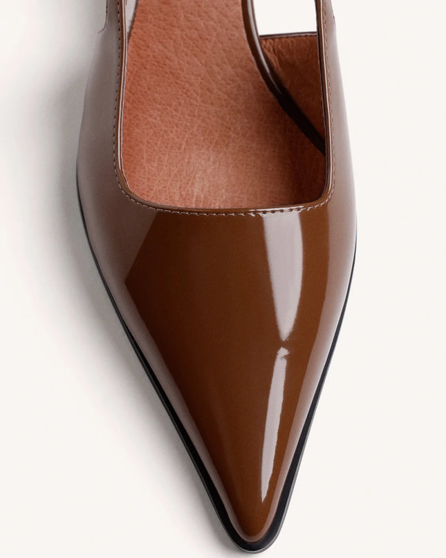 Slingback tacco kitten vernice cuoio - Gioseppo