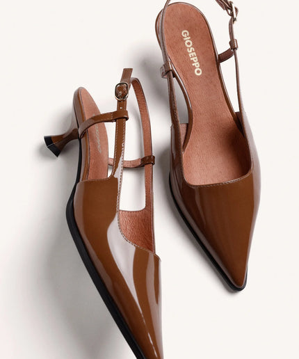 Slingback tacco kitten vernice cuoio - Gioseppo