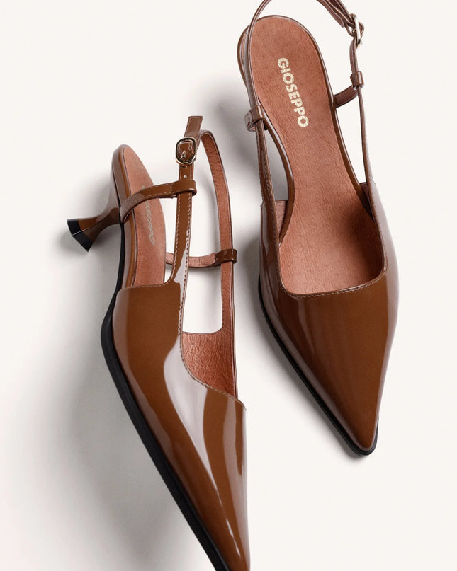 Slingback tacco kitten vernice cuoio - Gioseppo
