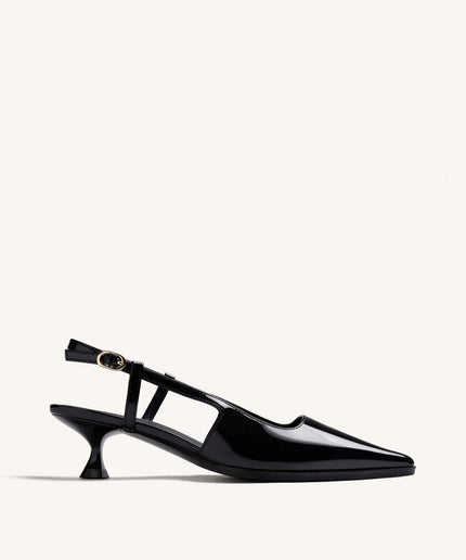 Slingback tacco kitten vernice nero - Gioseppo