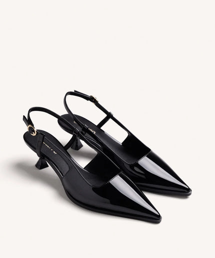 Slingback tacco kitten vernice nero - Gioseppo