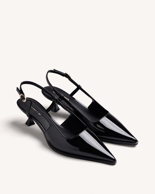 Slingback tacco kitten vernice nero - Gioseppo