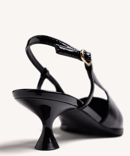 Slingback tacco kitten vernice nero - Gioseppo