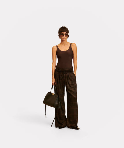 Pantalone over a quadri marrone e nero - Aniye By