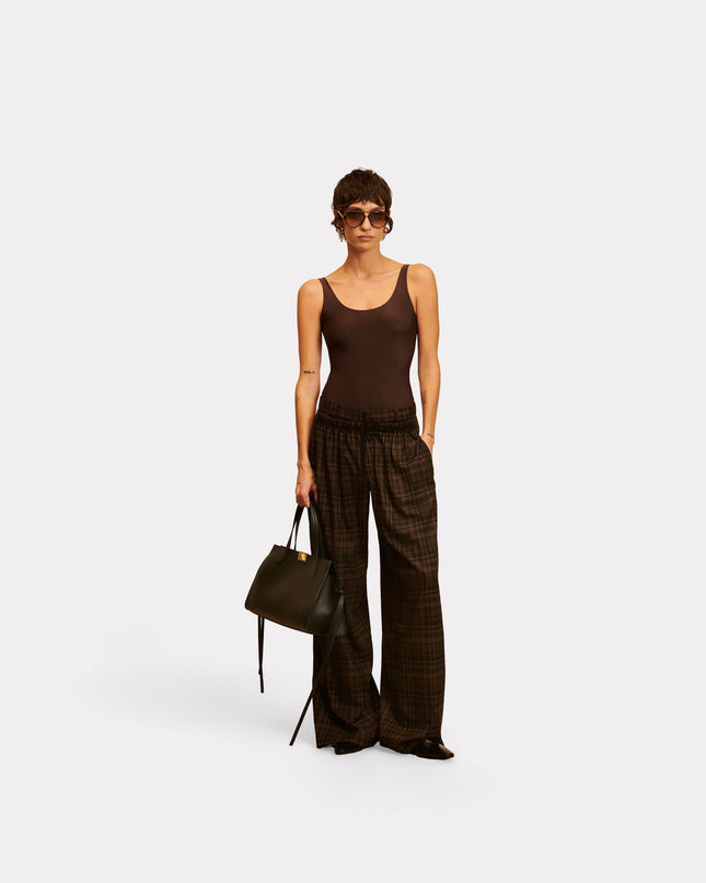 Pantalone over a quadri marrone e nero - Aniye By