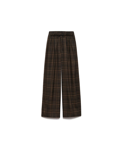 Pantalone over a quadri marrone e nero - Aniye By