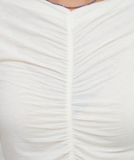 Maglia cashmirina arricciata burro - Haveone