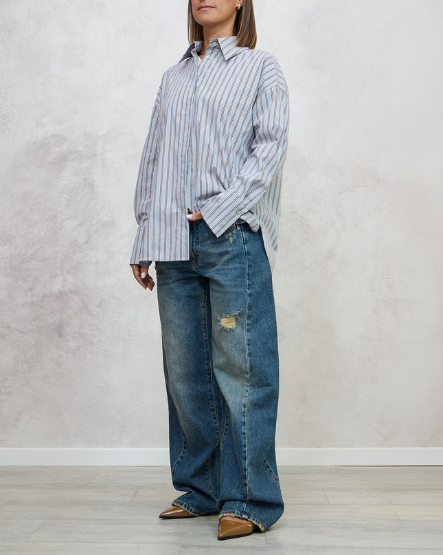 Camicia a righe azzurro/marrone  - Haveone