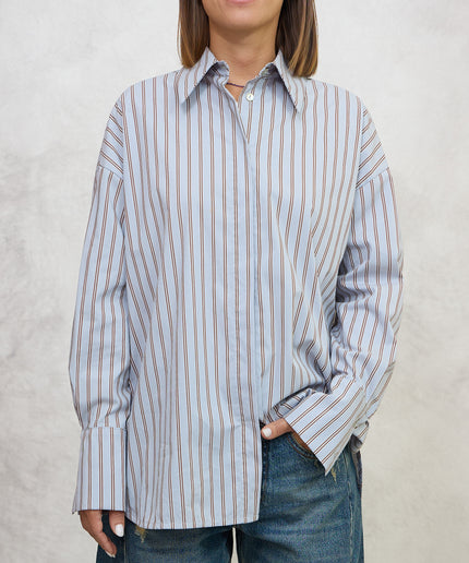 Camicia a righe azzurro/marrone  - Haveone