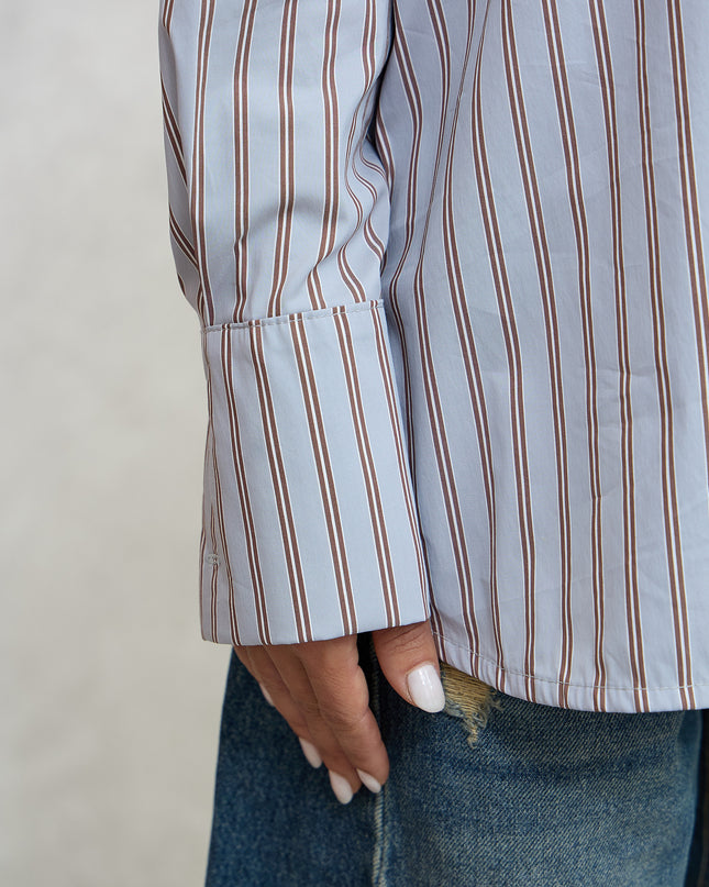 Camicia a righe azzurro/marrone  - Haveone
