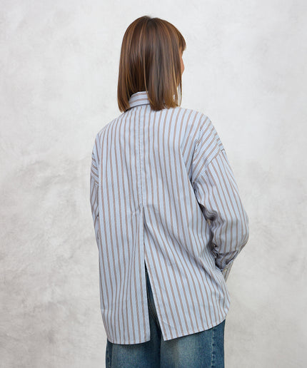 Camicia a righe azzurro/marrone  - Haveone