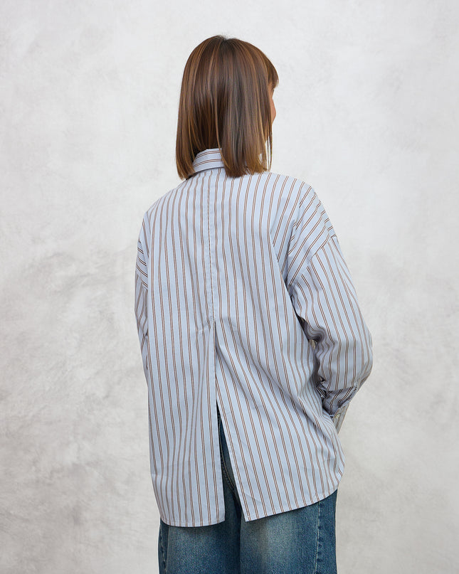Camicia a righe azzurro/marrone  - Haveone