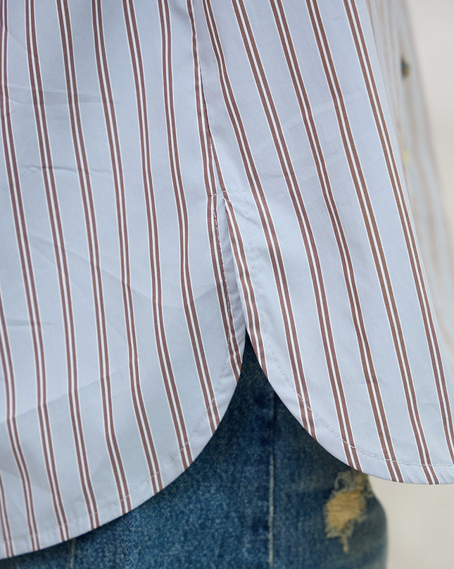 Camicia a righe azzurro/marrone  - Haveone