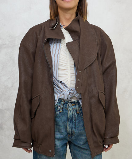 bomber ecopelle marrone - Haveone