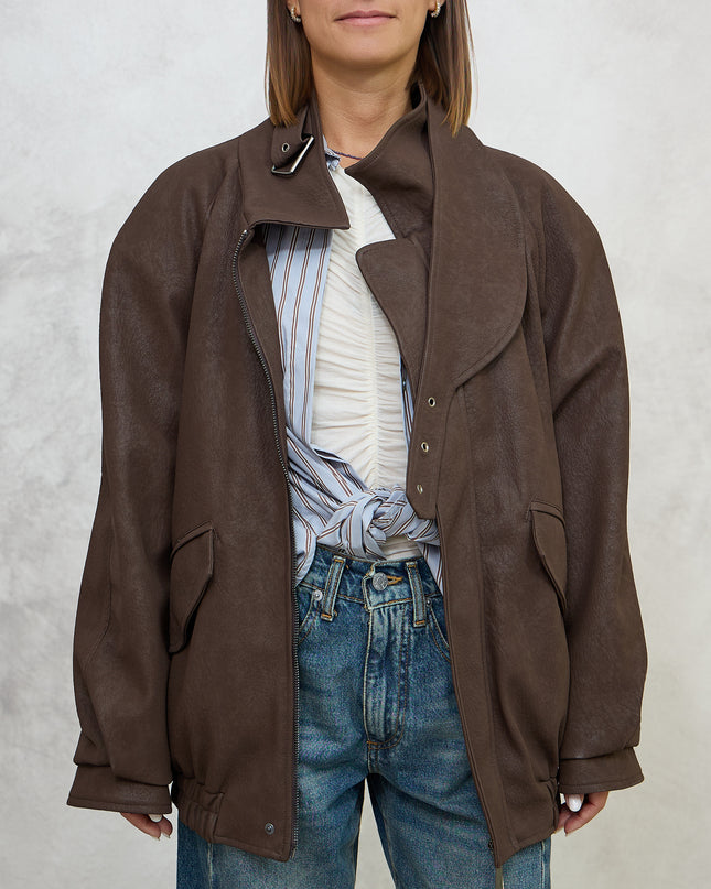 bomber ecopelle marrone - Haveone