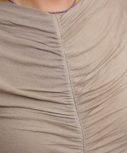Maglia cashmirina arricciata - tortora