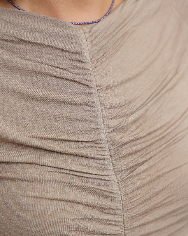 Maglia cashmirina arricciata - tortora