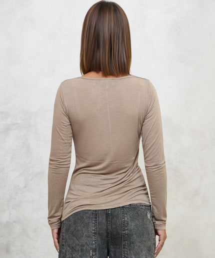 Maglia cashmirina arricciata - tortora