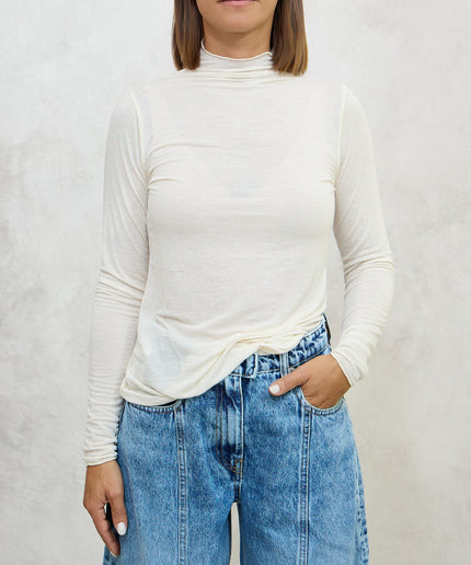 Maglia cashmirina arricciata panna - Haveone