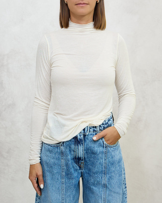 Maglia cashmirina arricciata panna - Haveone