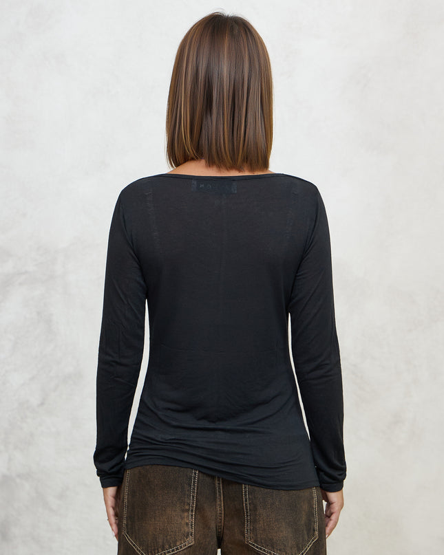 Maglia cashmirina arricciata nera - Haveone
