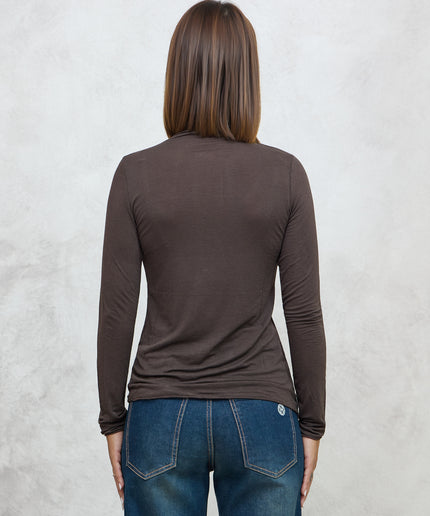 Maglia cashmirina collo cratere moro - Haveone