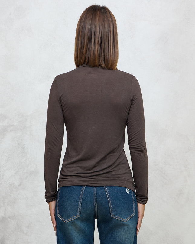 Maglia cashmirina collo cratere moro - Haveone