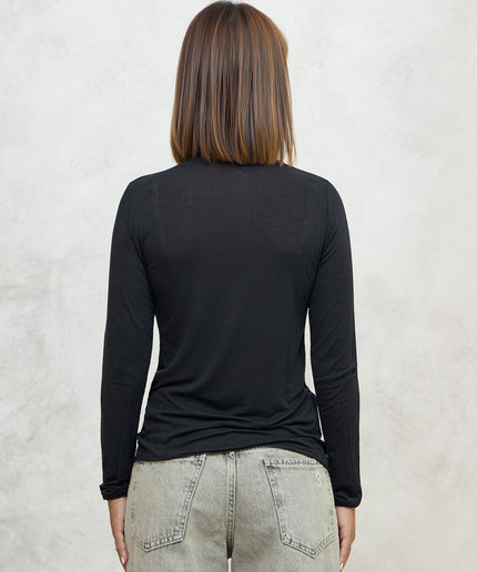 Maglia cashmirina collo a cratere nero - Haveone