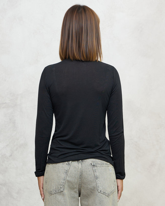 Maglia cashmirina collo a cratere nero - Haveone