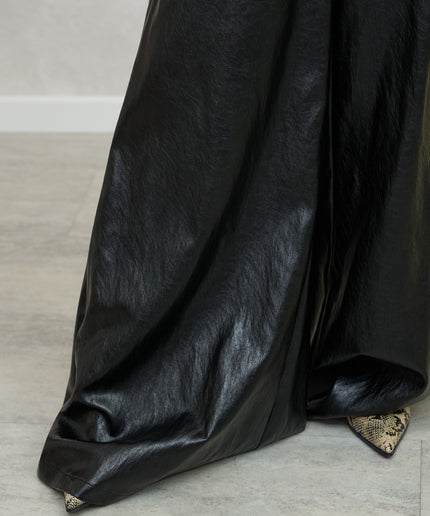 Pantalone palazzo ecopelle nero - Haveone