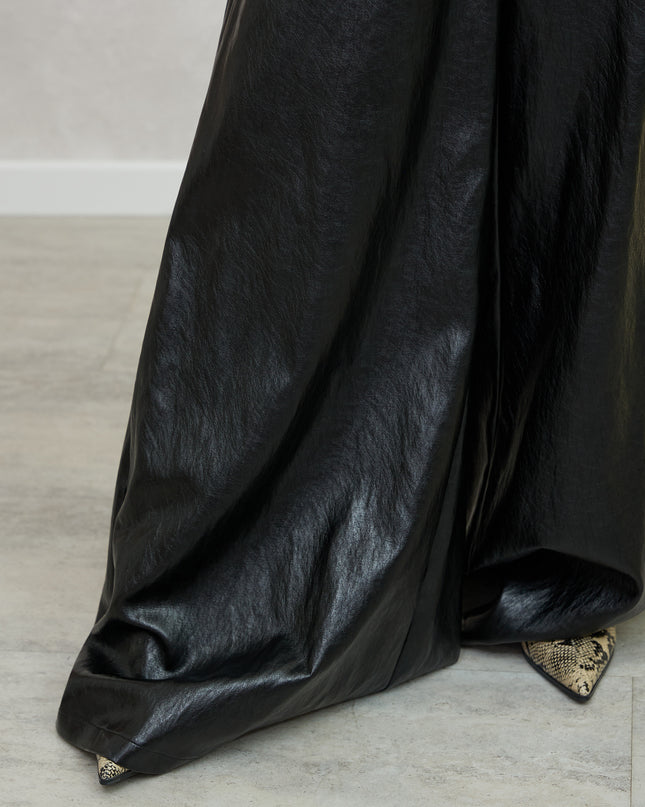 Pantalone palazzo ecopelle nero - Haveone