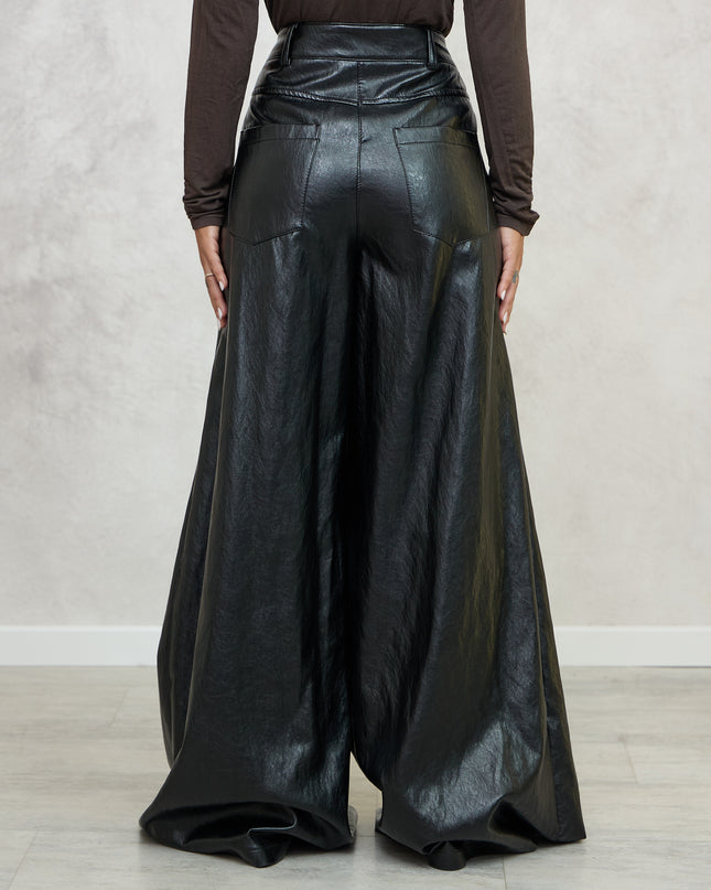 Pantalone palazzo ecopelle nero - Haveone