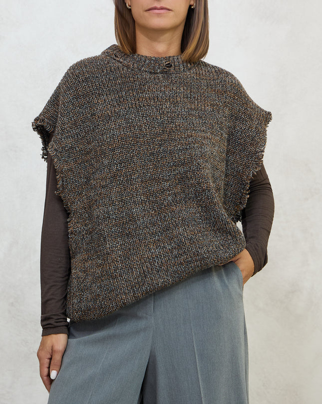 Smanicato in maglia grigio/marrone - Akep