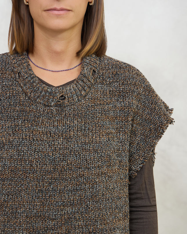 Smanicato in maglia grigio/marrone - Akep