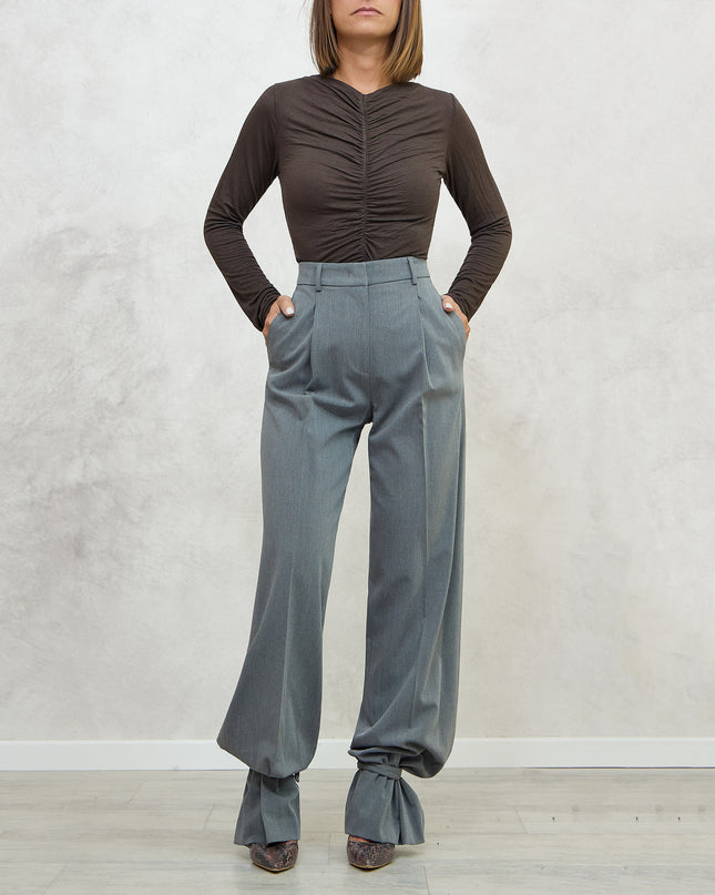 Pantalone sartoriale con lacci in caviglia grigio - Akep