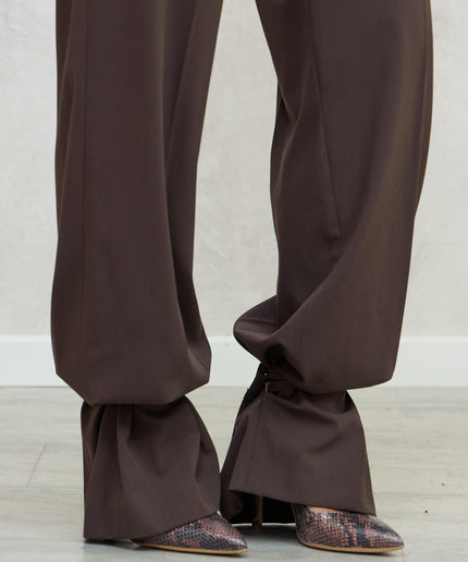 Pantalone sartoriale con lacci in caviglia marrone - Akep