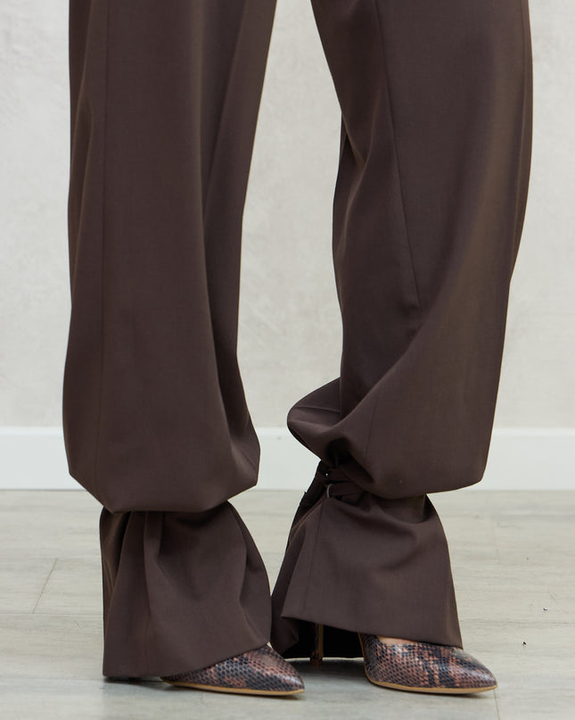 Pantalone sartoriale con lacci in caviglia marrone - Akep
