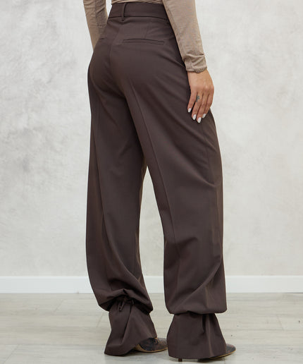 Pantalone sartoriale con lacci in caviglia marrone - Akep