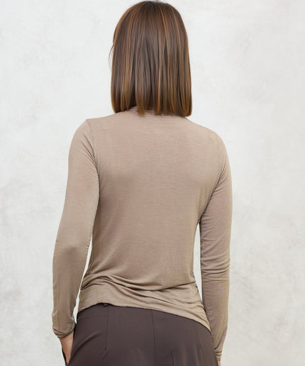 Maglia cashmirina collo a cratere tortora - Haveone