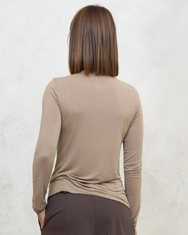 Maglia cashmirina collo a cratere tortora - Haveone