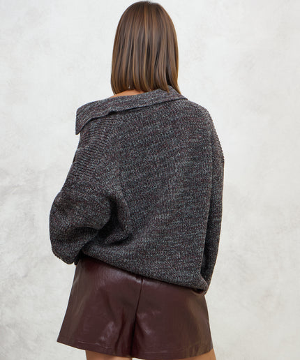 Polo in maglia grigio e bordeaux - Akep