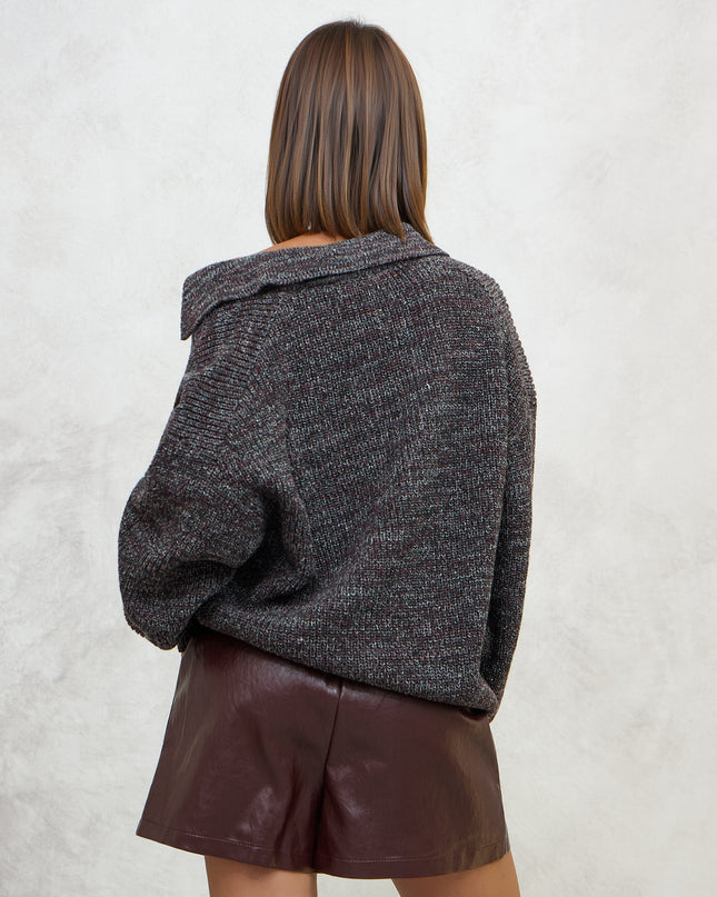 Polo in maglia grigio e bordeaux - Akep