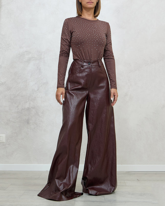 Body in lycra con strass marrone - Odi Odi