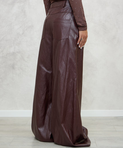 Pantalone alazzo ecopelle bordeaux - Haveone